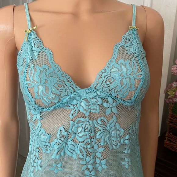 Victoria Secret blue mesh slip dress - Picture 3 of 9